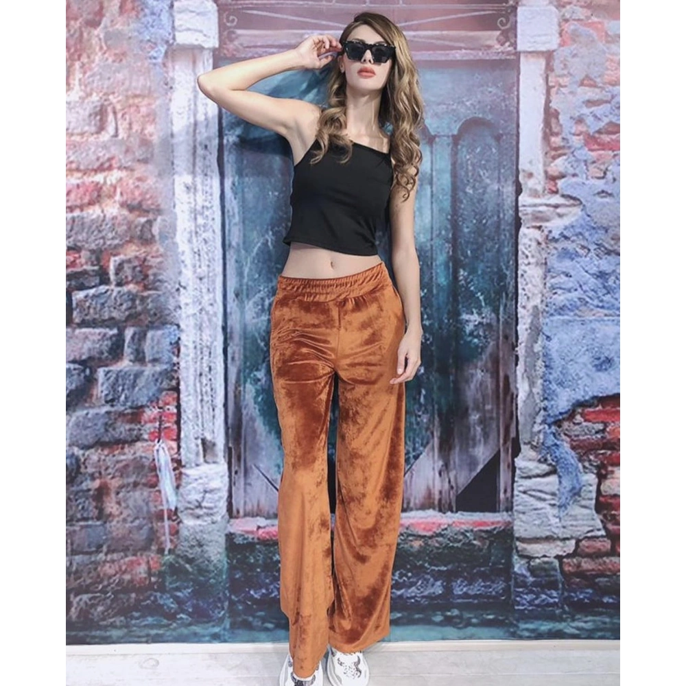 Kiremit Kadife Kadin Bol Paca Pantolon