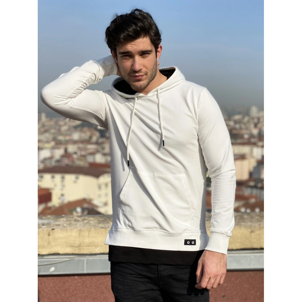Michel Erkek Beyaz Kapşonlu Sweatshirt