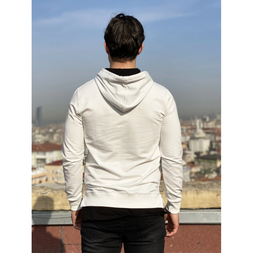 Michel Erkek Beyaz Kapşonlu Sweatshirt