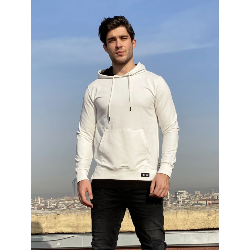 Michel Erkek Beyaz Kapşonlu Sweatshirt