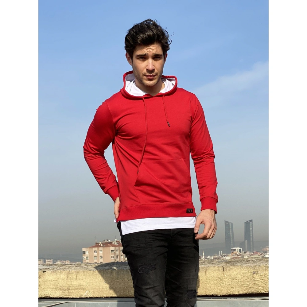 Miguel Erkek Kırmızı Kapşonlu Sweatshirt