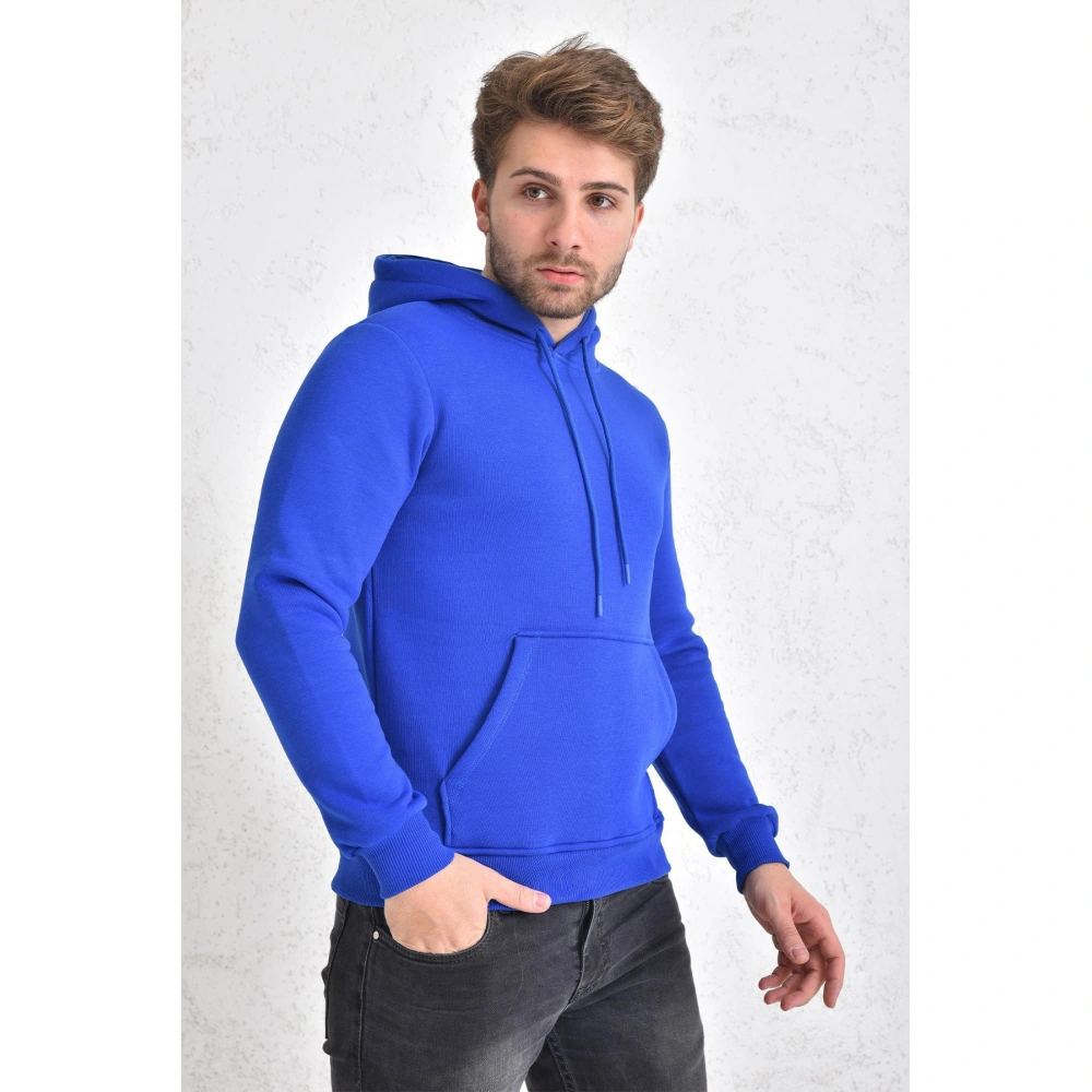 Retz Şardonlu Kapüşonlu Erkek Sweatshirt Mavi