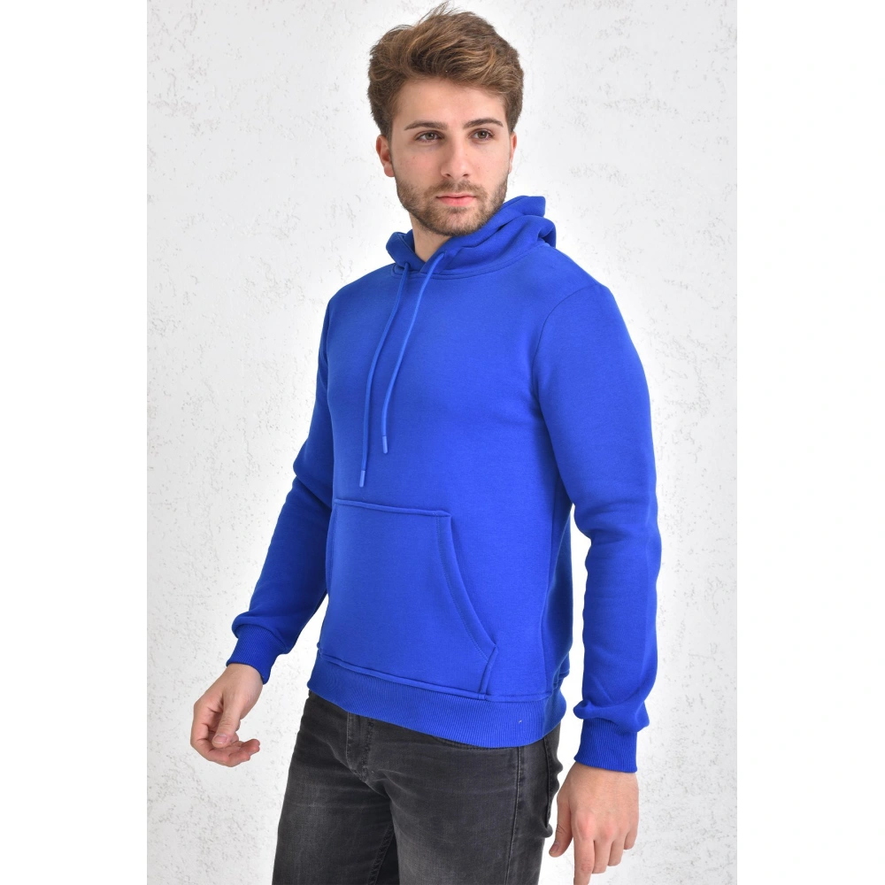 Retz Şardonlu Kapüşonlu Erkek Sweatshirt Mavi