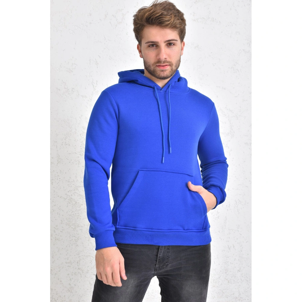 Retz Şardonlu Kapüşonlu Erkek Sweatshirt Mavi