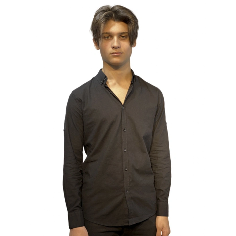 Sheldon Erkek Siyah Keten Gömlek