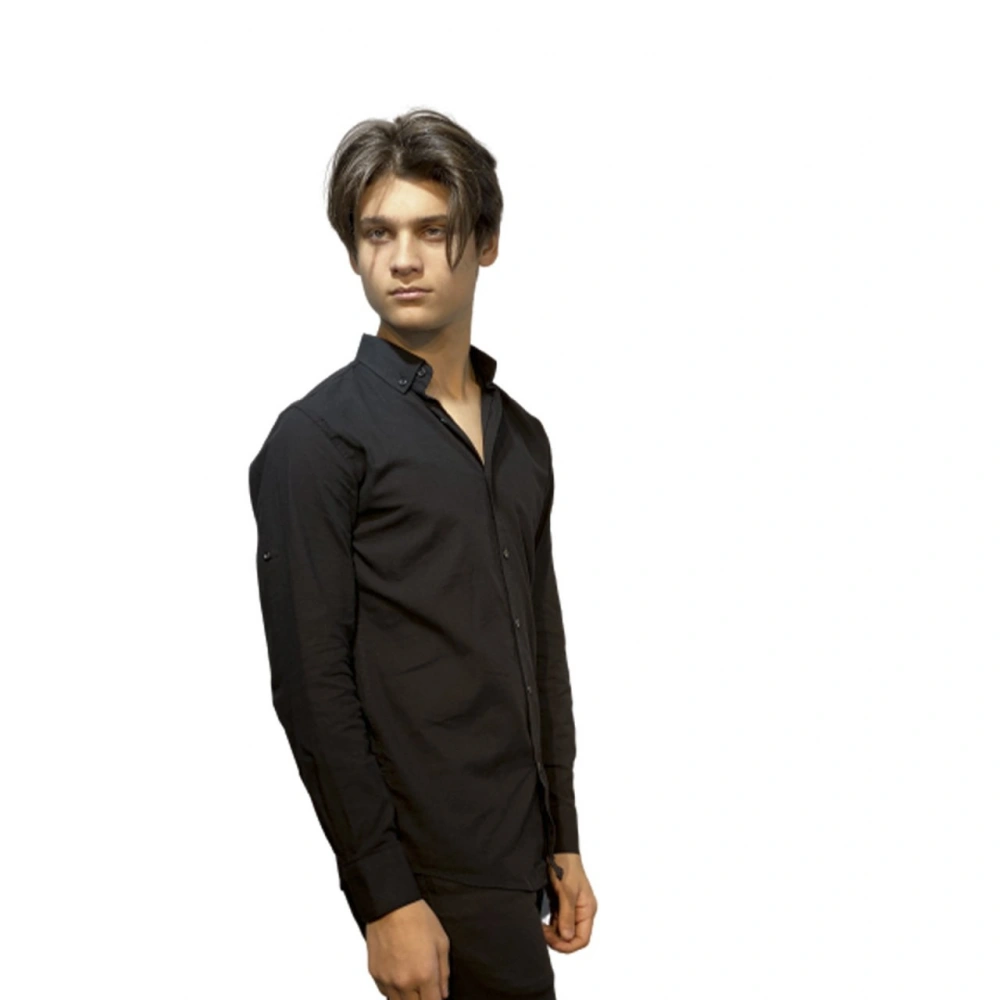 Sheldon Erkek Siyah Keten Gömlek