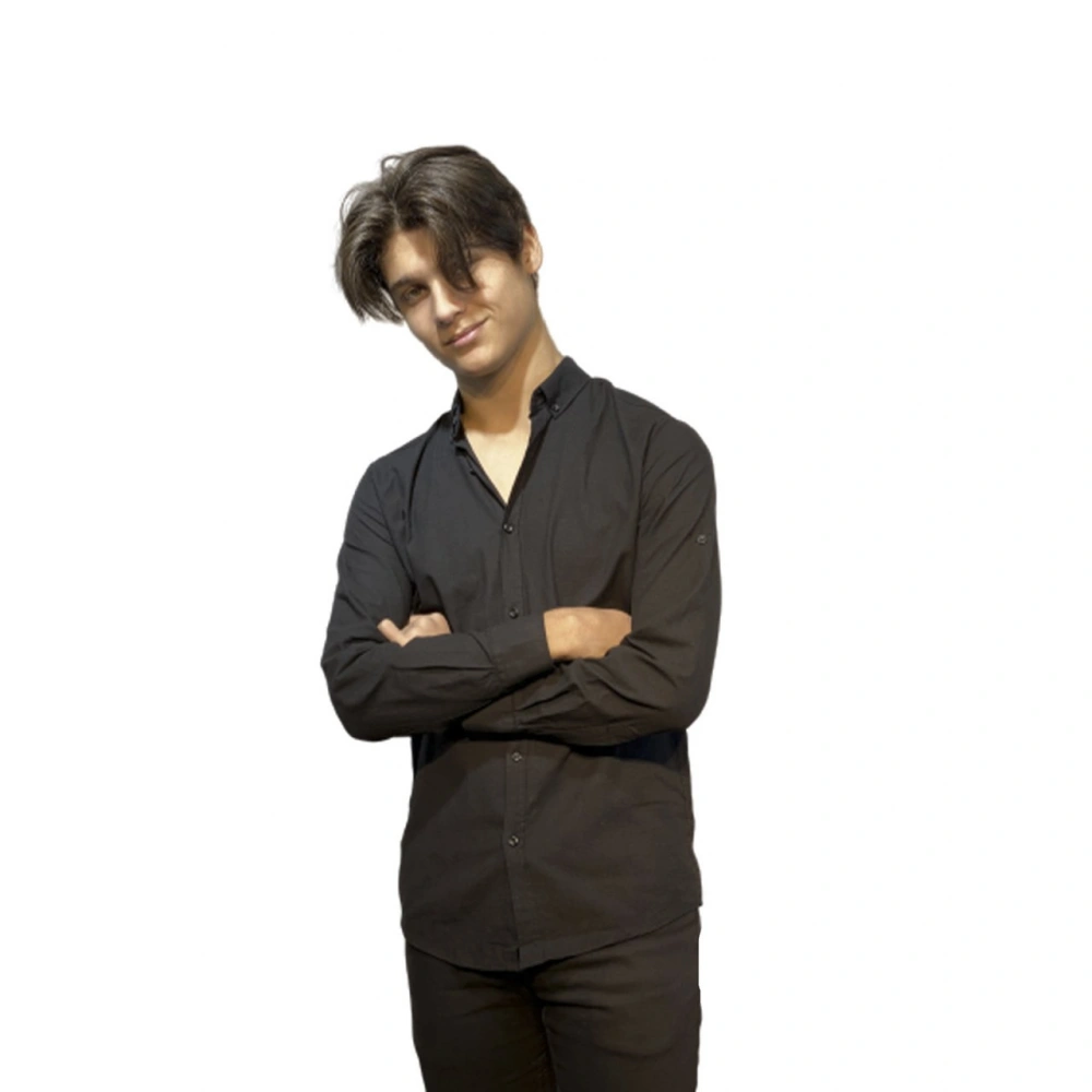 Sheldon Erkek Siyah Keten Gömlek