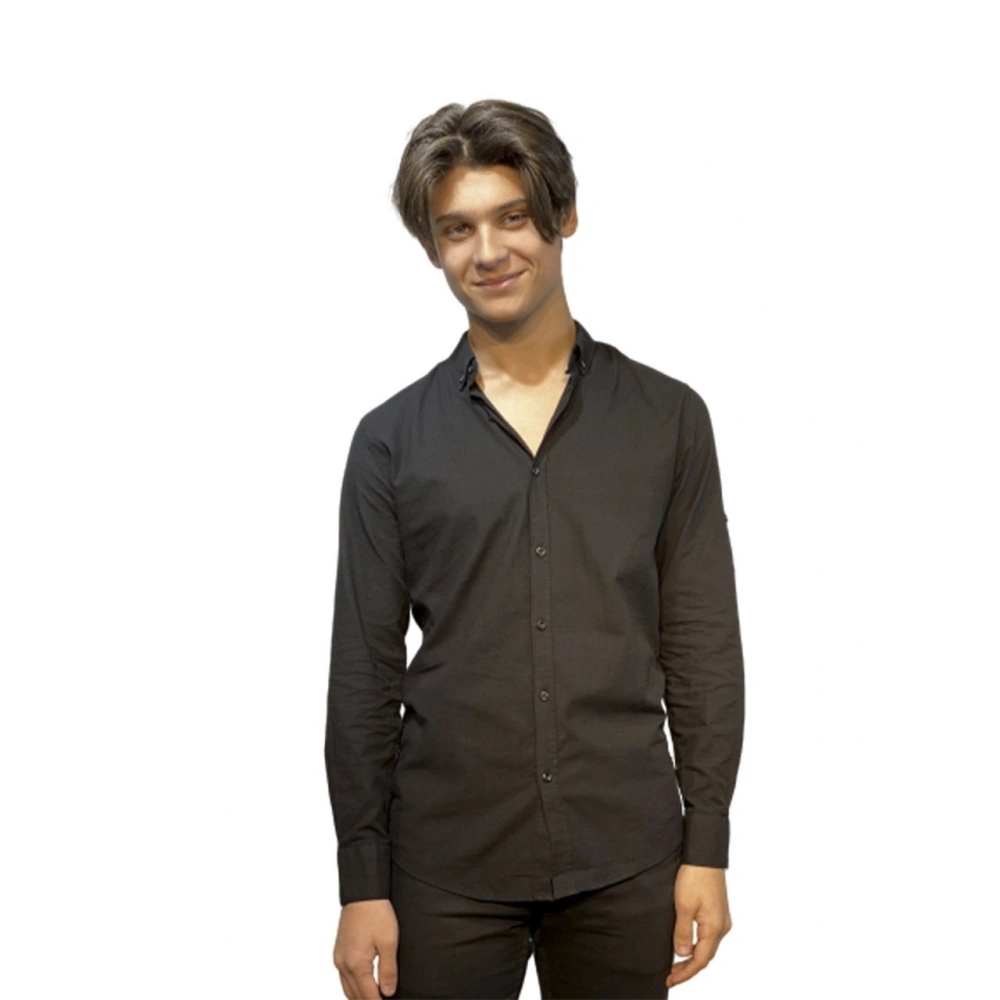 Sheldon Erkek Siyah Keten Gömlek