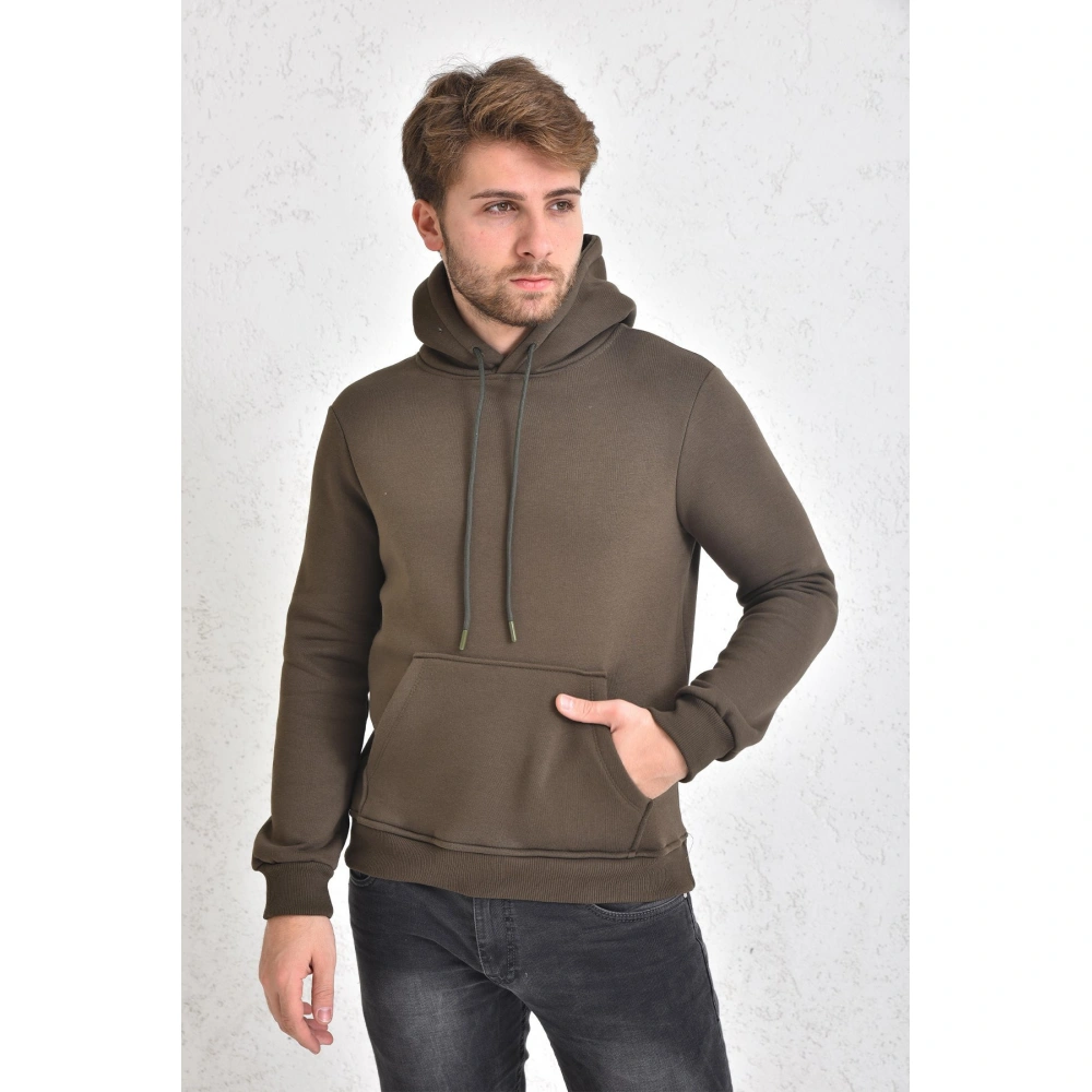 Weiz Şardonlu Kapüşonlu Erkek Sweatshirt Haki