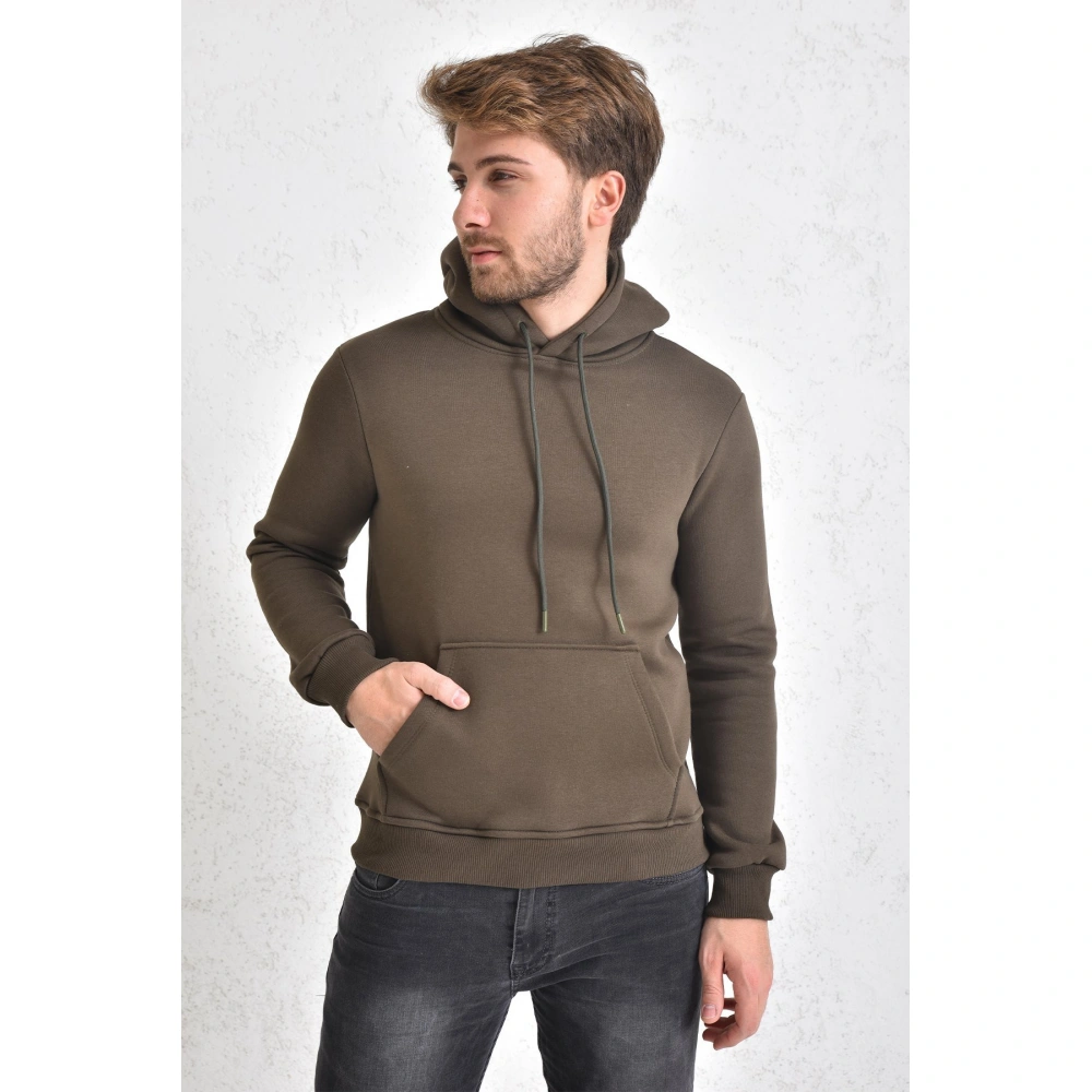 Weiz Şardonlu Kapüşonlu Erkek Sweatshirt Haki