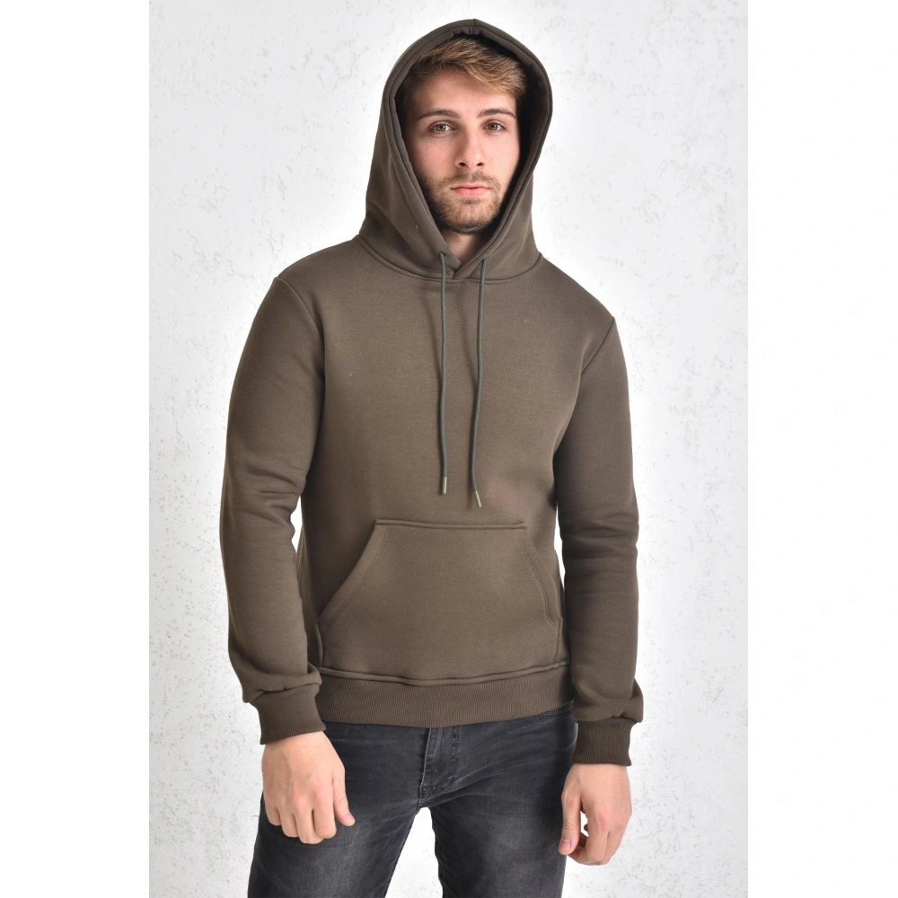 Weiz Şardonlu Kapüşonlu Erkek Sweatshirt Haki