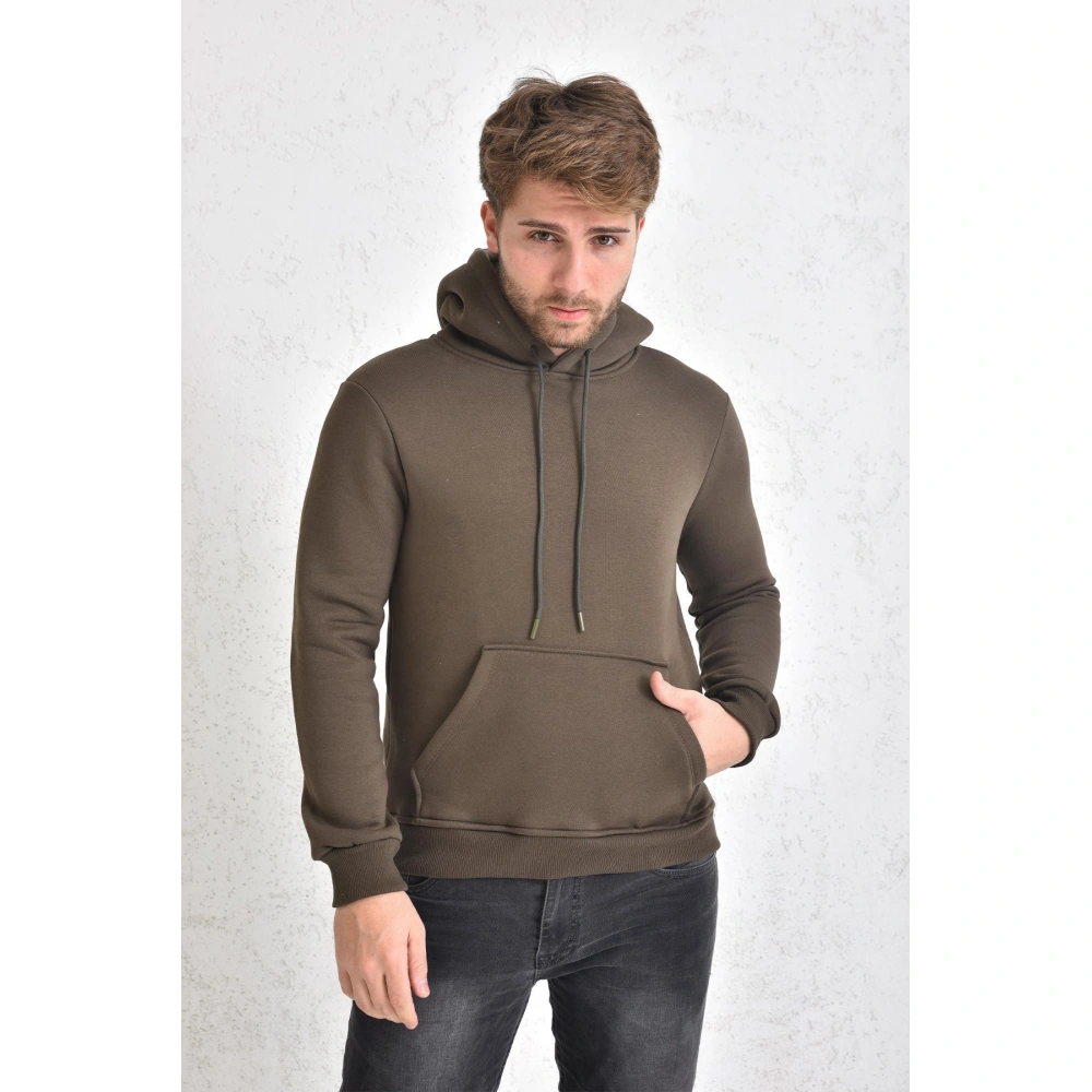 Weiz Şardonlu Kapüşonlu Erkek Sweatshirt Haki