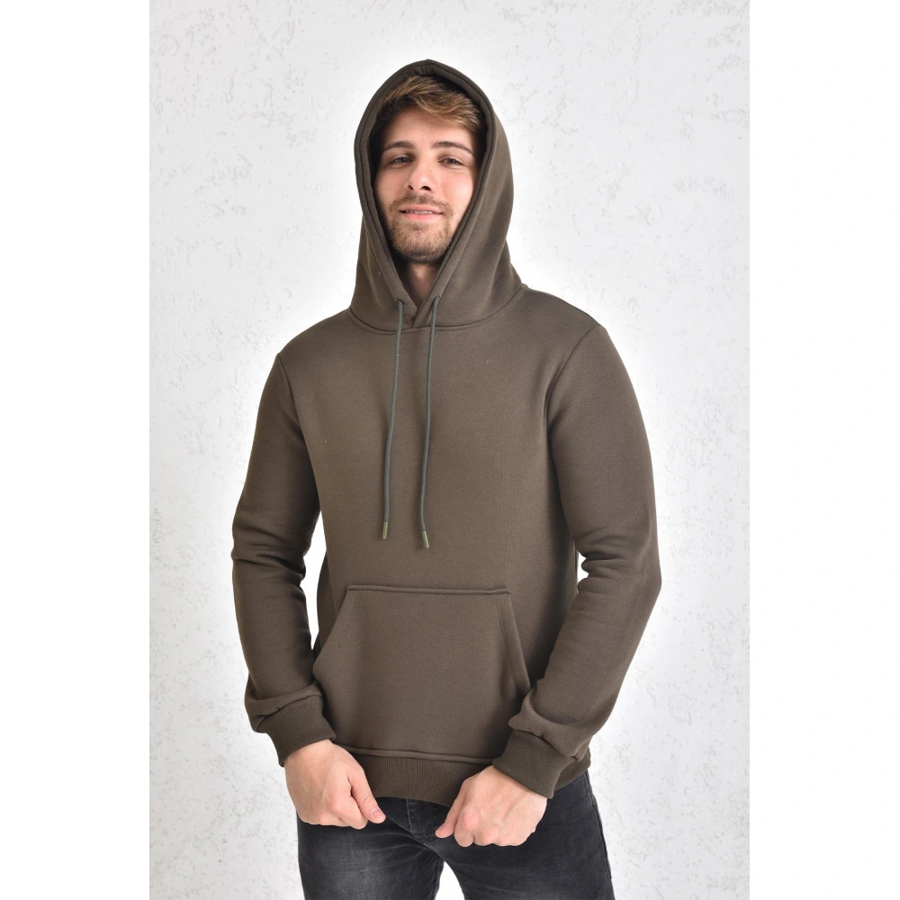 Weiz Şardonlu Kapüşonlu Erkek Sweatshirt Haki