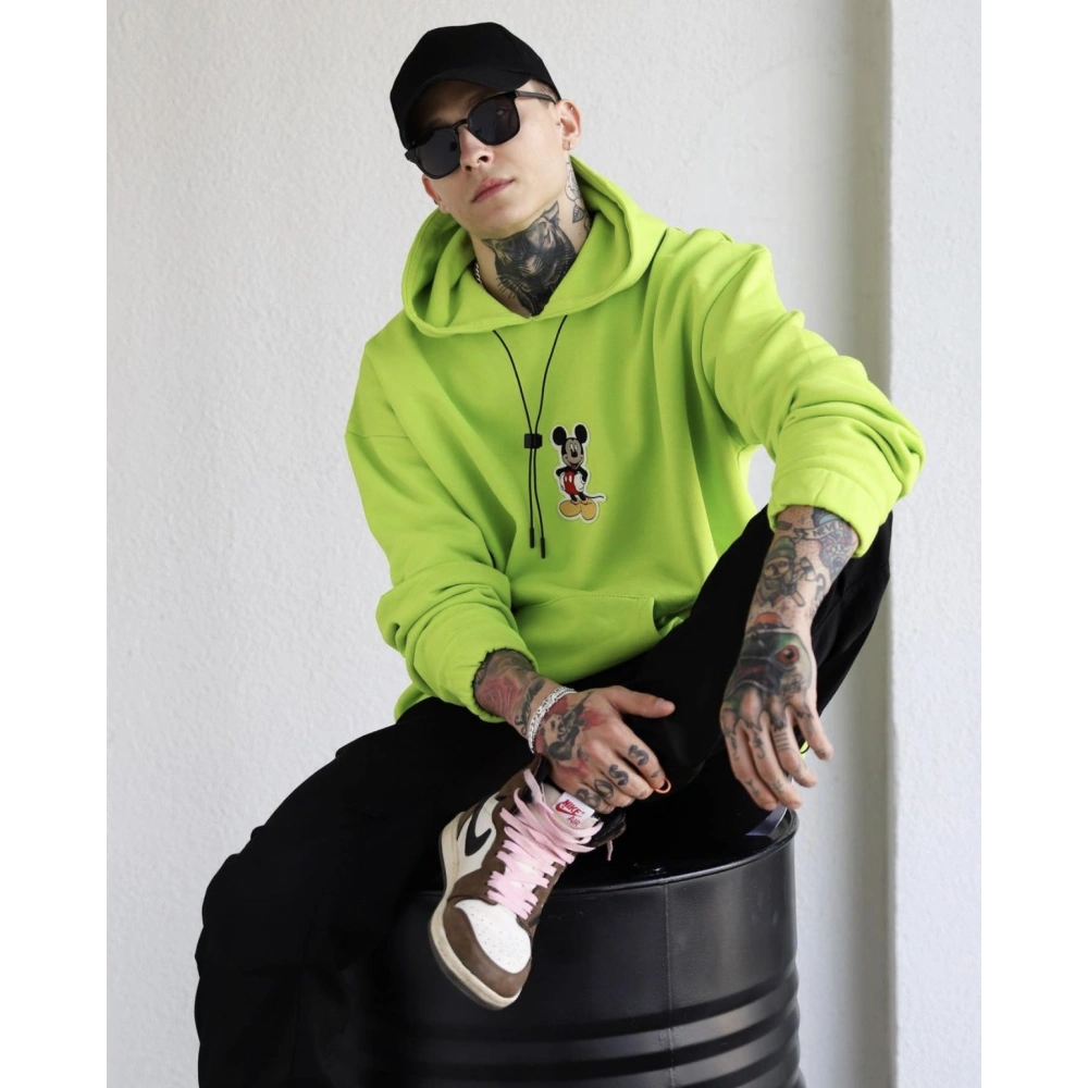 Yeşil Kapüşonlu Erkek Sweatshirt