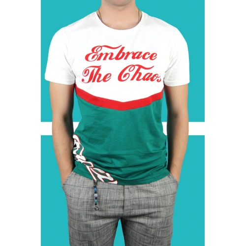 Beyaz-Yeşil Baskılı Tshirt