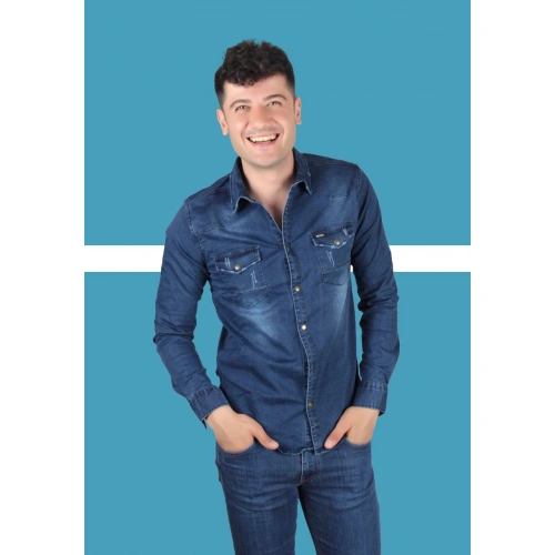 Clark Erkek Lacivert Kot Gömlek