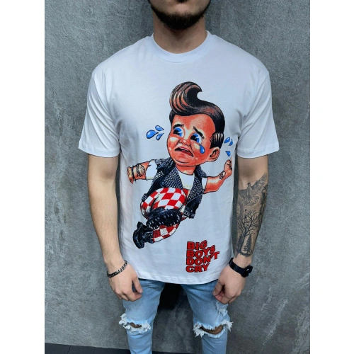 Erkek Ağlayan Figürlü Beyaz T-shirt