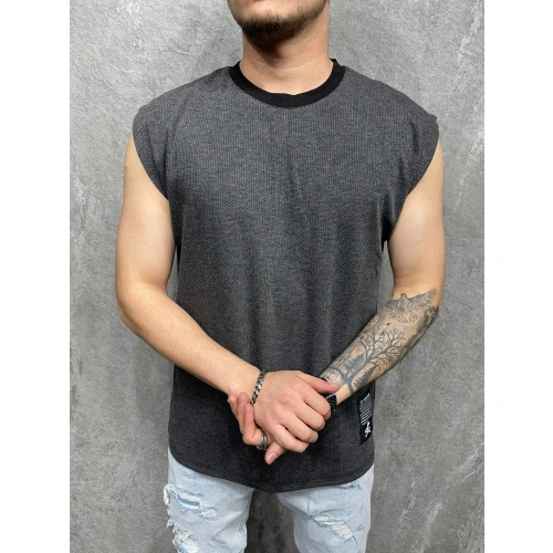 Erkek Antrasit Sıfır Kol Tshirt