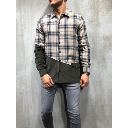 Erkek Bej Kareli Trend Gömlek