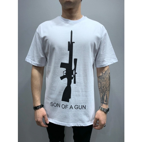 Erkek Beyaz Baskılı T-shirt