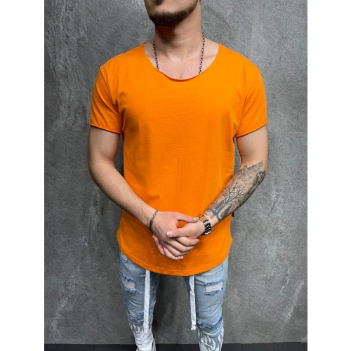Erkek Dikişsiz Yaka Turuncu T-shirt