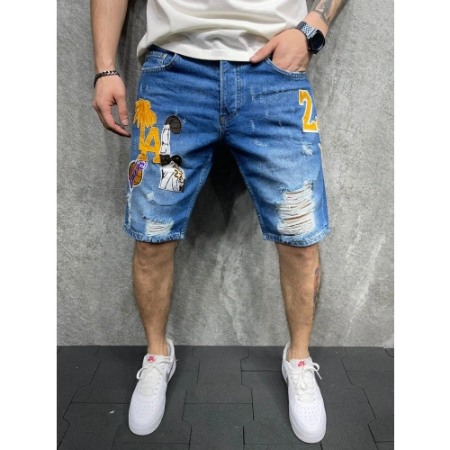 Erkek Koyu Mavi Kot Şort