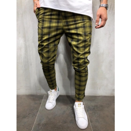 Erkek Yeşil Ekose Jogger Pantolon