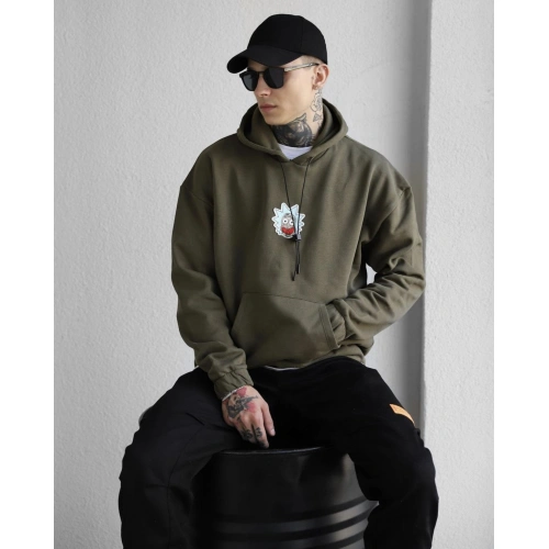 Haki Kapüşonlu Erkek Sweatshirt