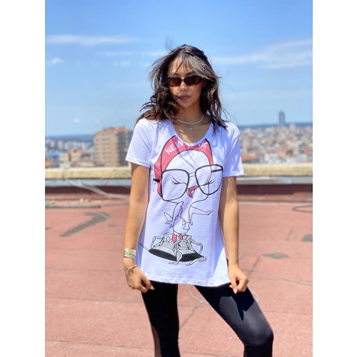 Joyce Kadın Beyaz Baskılı T-shirt