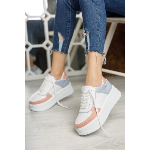 Kadın Beyaz-Mavi-Pembe Spor Ayakkabı