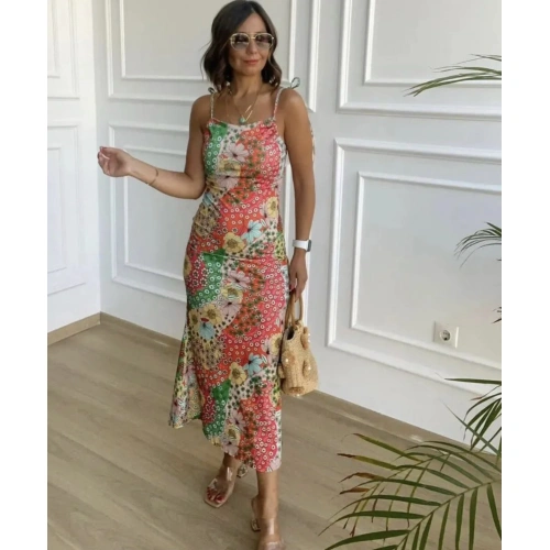 Kadın Renkli İnce Askılı Elbise