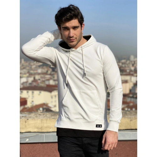 Michel Erkek Beyaz Kapşonlu Sweatshirt
