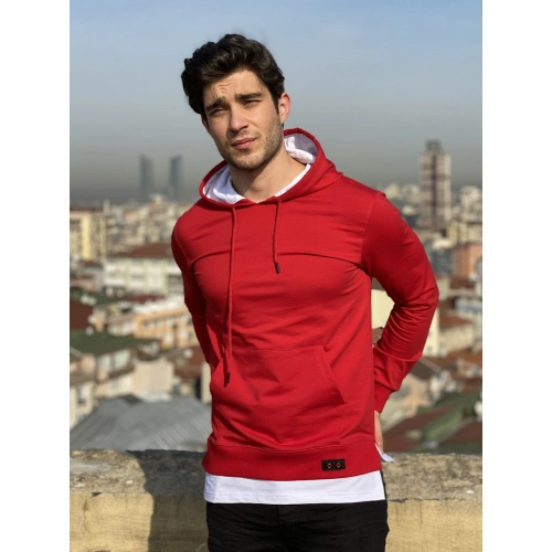 Miguel Erkek Kırmızı Kapşonlu Sweatshirt
