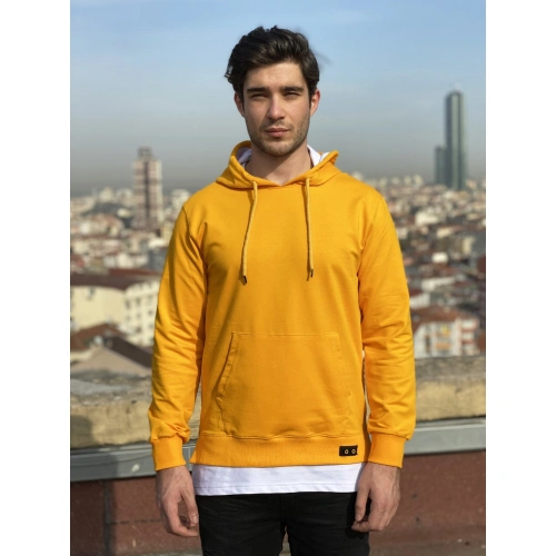 Mike Erkek Sarı Kapşonlu Sweatshirt