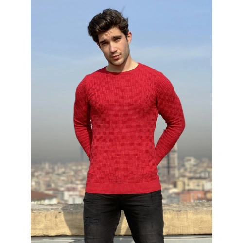 Pal Erkek Kırmızı Triko Kazak