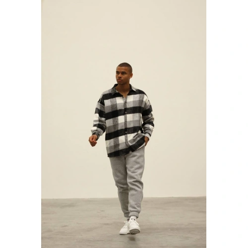 Siyah Beyaz Kareli Erkek Gömlek