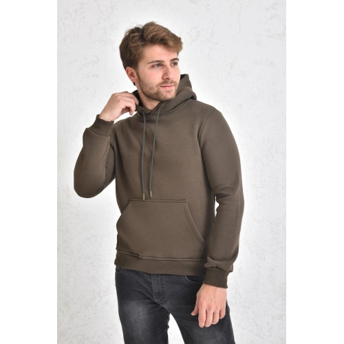 Weiz Şardonlu Kapüşonlu Erkek Sweatshirt Haki