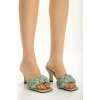 Kadın Yeşil İnce Topuk Terlik