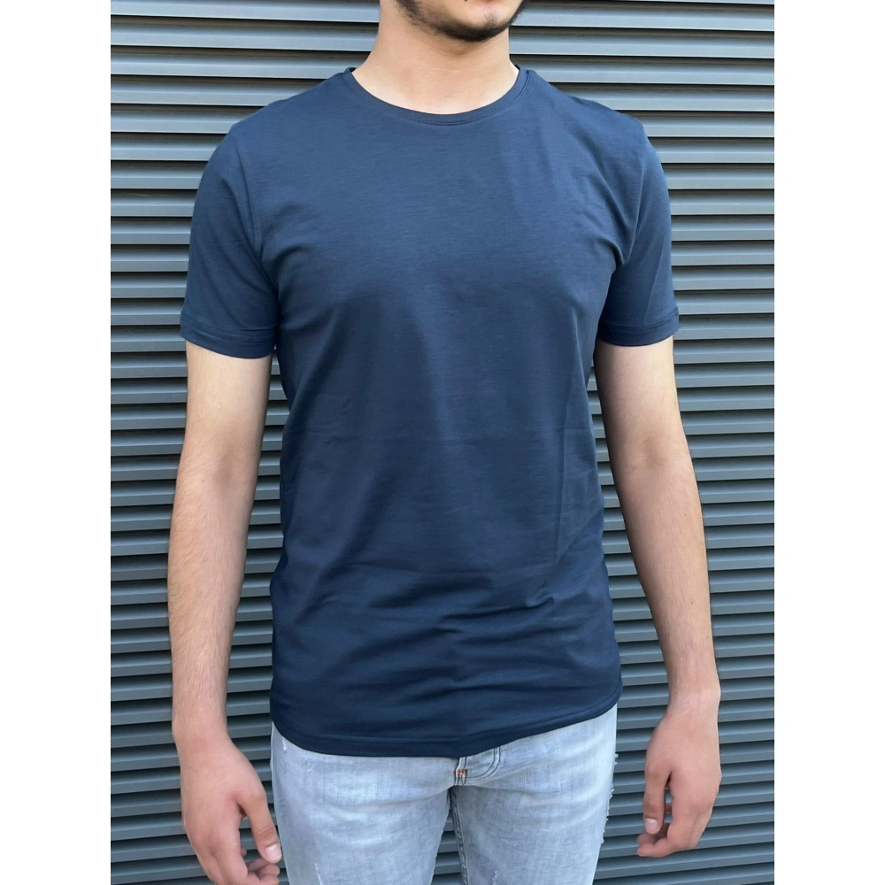 Erkek Basic Yuvarlak Yaka Lacivert T-shirt