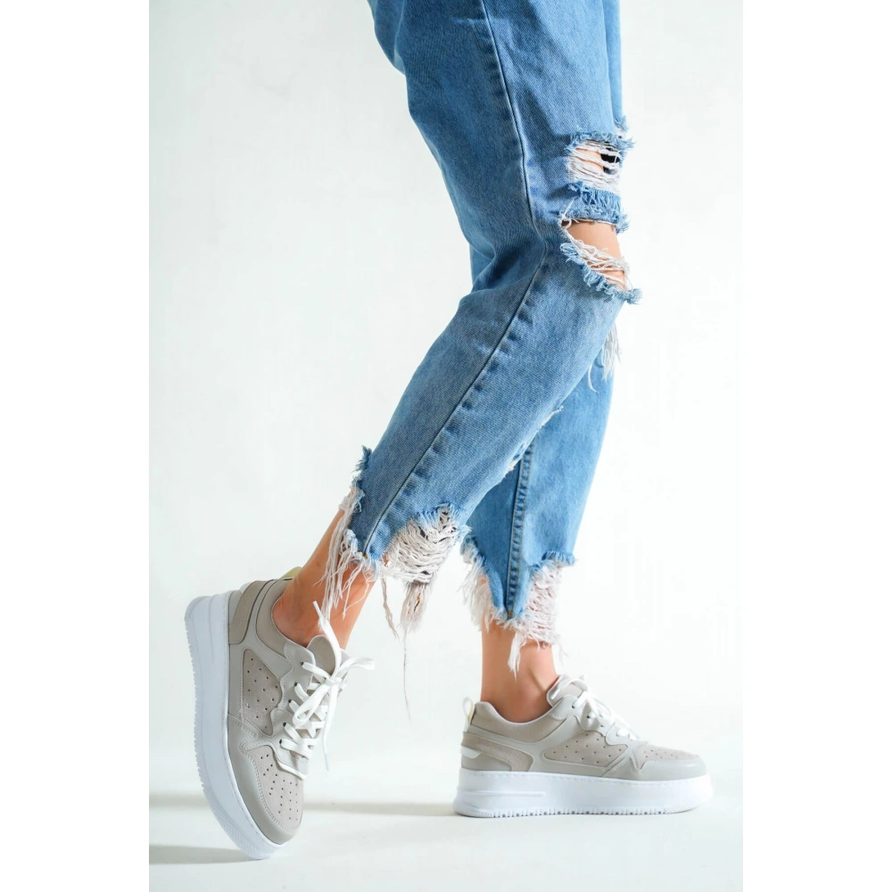 Kadın Beyaz Gri Spor Ayakkabı