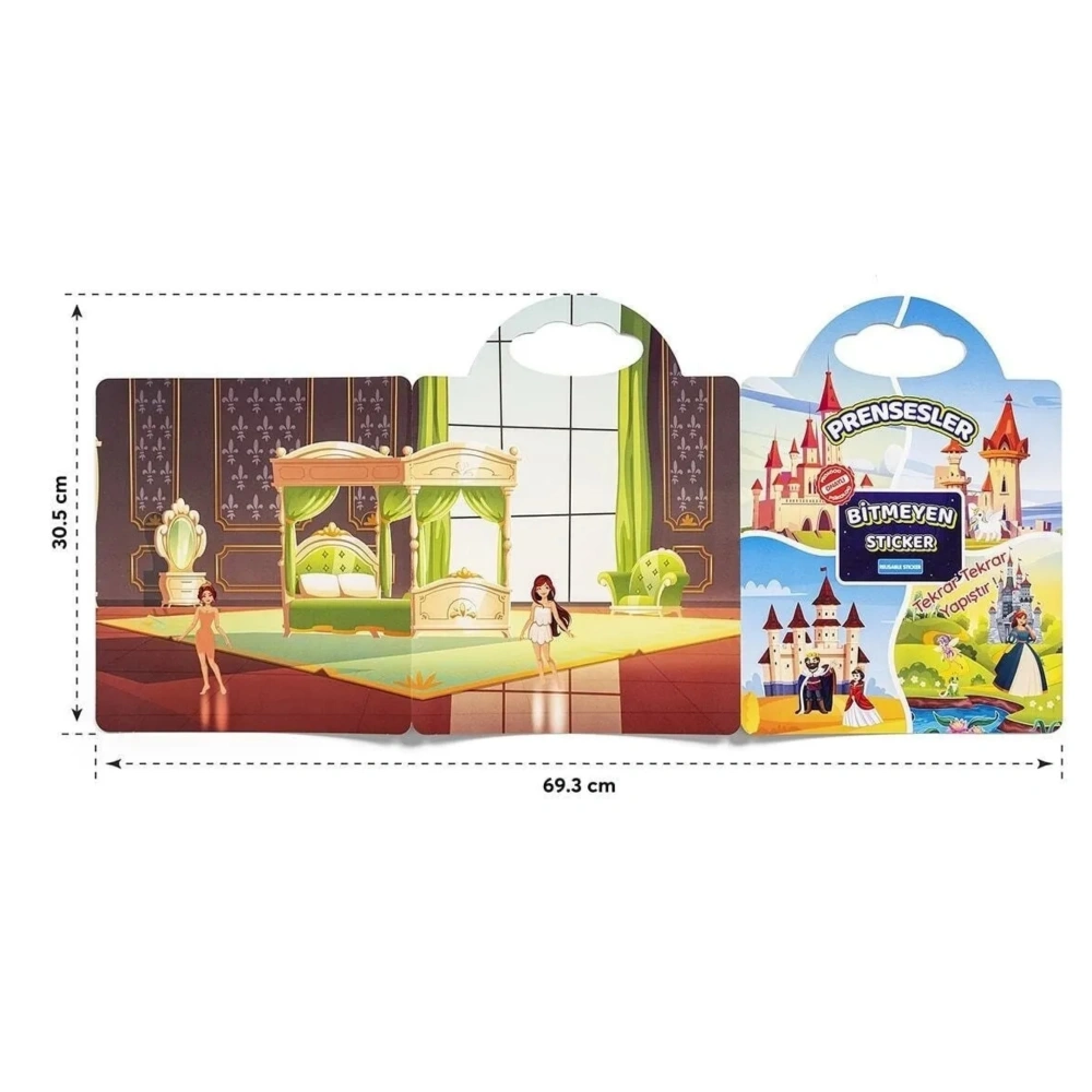 Bitmeyen Sticker Kitabım Tekrar Tekrar Kullanılabilen Stickerlar - Prensesler - Pedagog Psikolog Onaylı