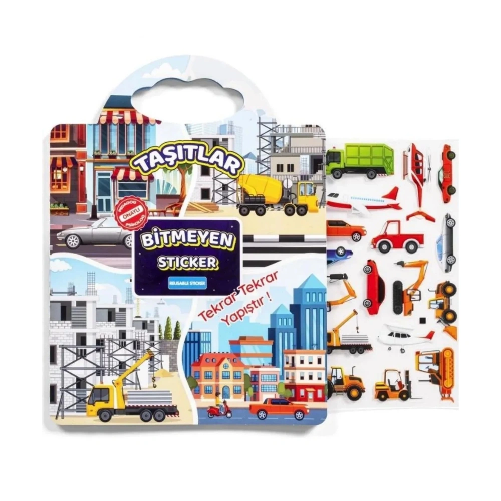 Bitmeyen Sticker Kitabım Tekrar Tekrar Kullanılabilen Stickerlar - Taşıtlar - Pedagog Psikolog Onaylı