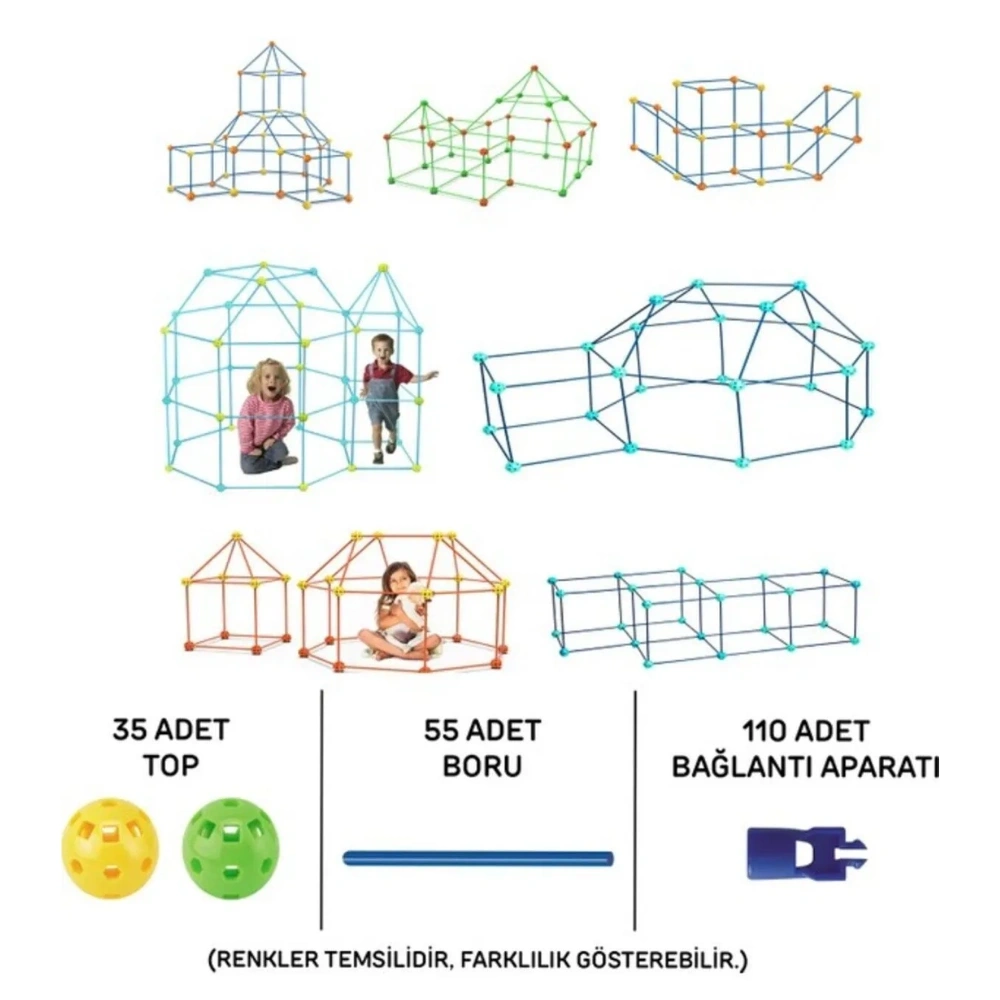 Kale Yapı Seti Oyun Çadırı Zeka Geliştiren 200 Parça Kendin Yap Yaratıcı Aktivite İnşa Seti