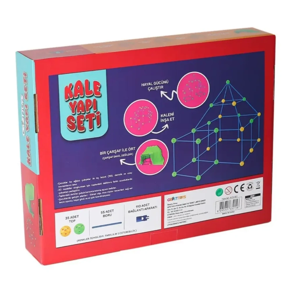 Kale Yapı Seti Oyun Çadırı Zeka Geliştiren 200 Parça Kendin Yap Yaratıcı Aktivite İnşa Seti