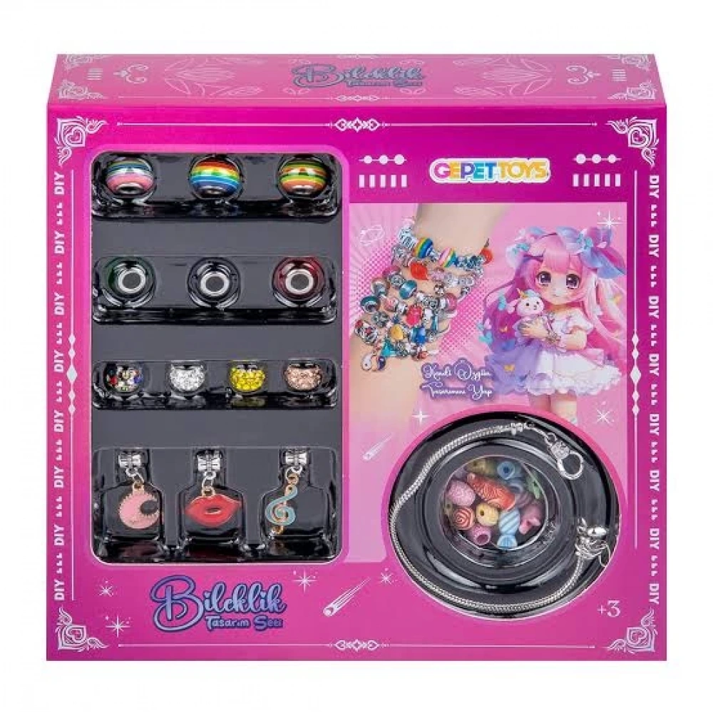 Kız Çocukları İçin Charmlı Bileklik Tasarım Seti - Eğitici Oyuncak Bilezik Tasarım Seti