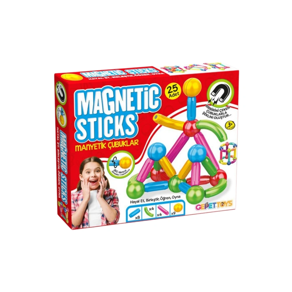 Manyetik Zeka Blokları 25 Parça Zeka Geliştirici Eğitici Oyuncak Magnetic Sticks