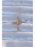 316L Çelik Altın Renk Zirkon Taşlı Mikail Kolye