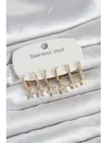 316L Çelik Gold Renk 6lı Set Yıldız Model Kadın Küpe