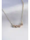 316L Çelik Gold Renk Açılır Zirkon Taşlı Yonca Model Kadın Kolye