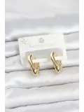 316L Çelik Gold Renk Asimetrik Halka Model Kadın Küpe